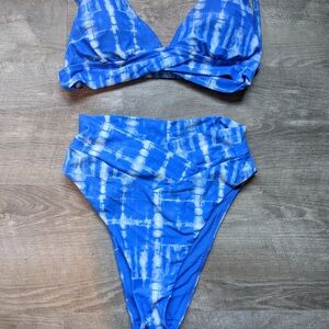 AERIE Blue Tie-Dye Bikini Set Top is Medium and Bottom is small!